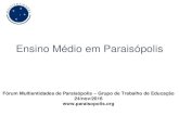 Ensino Médio em Paraisópolis...2014 Indicador de Desempenho 2014 Indicador de Fluxo 2014 IDESP 2014 meta IDESP 2014 indice de nivel socio-econ referencias 2014 portug. (P) matem.