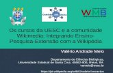 Os cursos da UESC e a comunidade Wikimedia: Integrando ......Wikipédia:Outreach Dashboard/Faculdade Madre Thaís/Urbanidades (2019-2) Origem: Wikipédia, a enciclopédia livre.