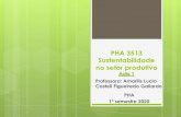 PHA 3513 Sustentabilidade no setor produtivo · 2020. 2. 21. · Data Aula no Assunto 21/02 1 Apresentação do curso. 28/02 2 Breve histórico da sustentabilidade na Indústria.