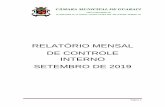 RELATÓRIO MENSAL DE CONTROLE INTERNO SETEMBRO DE 2019