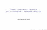 GBC083 Segurança da Informação Aula 5 - Integridade e ...